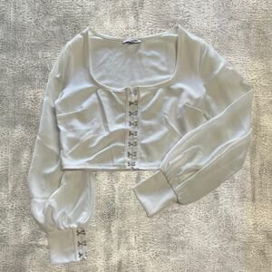 Mesh long sleeve crop top